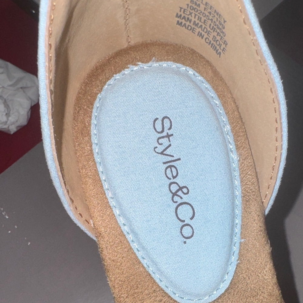 Style & Co. Blue Floral Embroidered Wedges - Picture 5 of 16